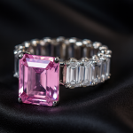 925 Silver Ring Pink Morganite Ring Emerald Cut Ring Lab Created Morganite With Zircon