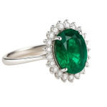 925 Silver Ring  Oval Cut Lab Created Emerald With Inclusion