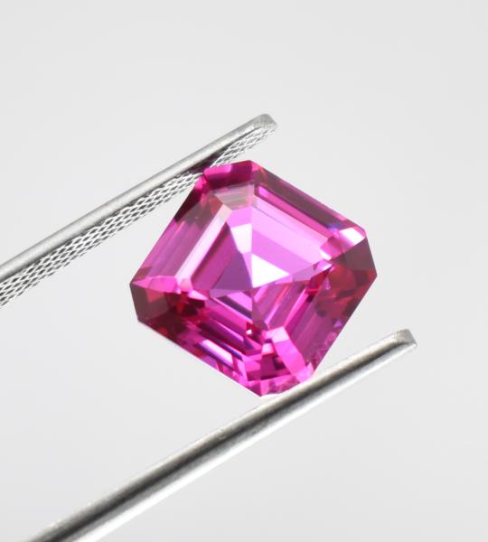 Lab- Pink-Sapphire-Asscher-Cut-Created-Loose-Gemsstone