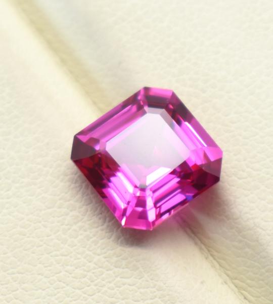 Lab- Pink-Sapphire-Asscher-Cut-Created-Loose-Gemsstone