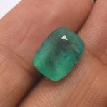 6 ct. Natural Zambian Emerald Cushion Cut Loose Gemstone Vivid Green Emerald